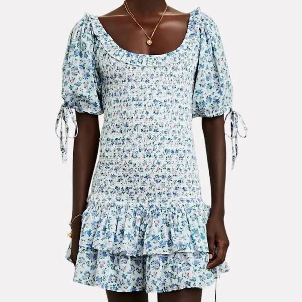 LoveShackFancy violet smocked mini dress L - Picture 1 of 3
